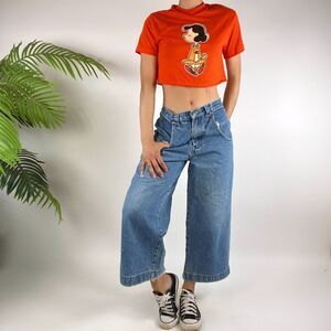 Vintage Y2K Indie Orange Lucy From Snoopy Show Graphic Crop Top / Size: Small